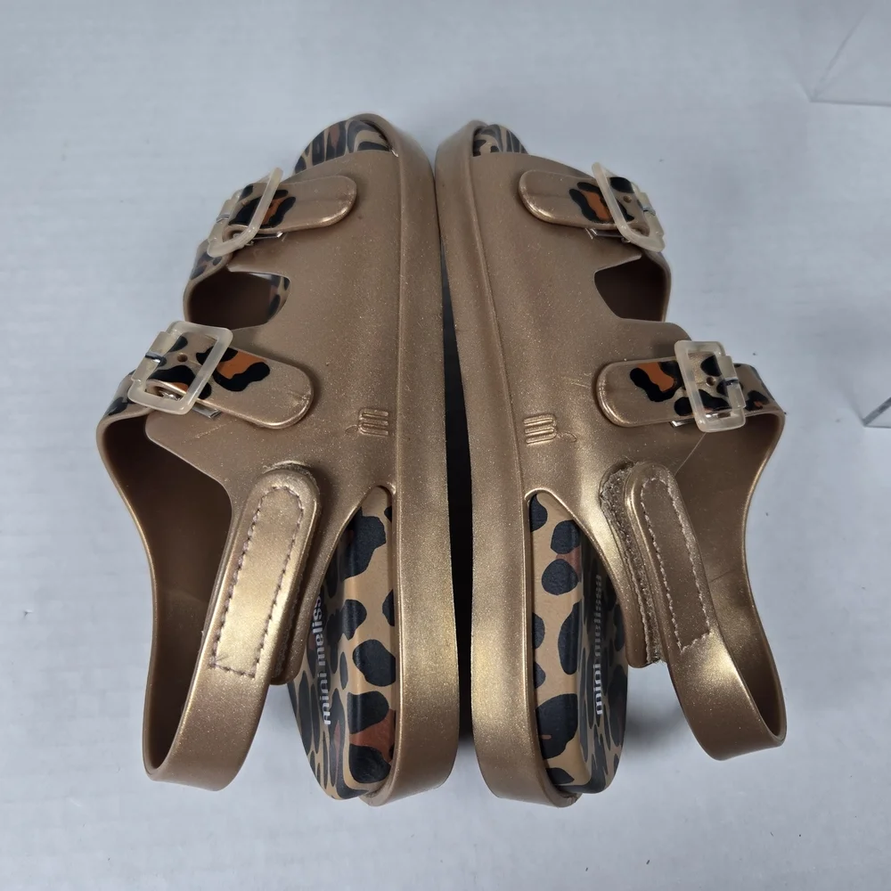 Mini Melissa Girls' Wide Leopard Gold Jelly Sandals Size Eu 28/29 US 11 Toddler - Picture 6 of 7